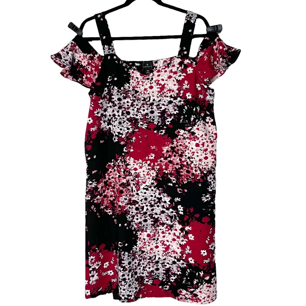 Worthington Watercolor Floral Cold Shoulder Dress
